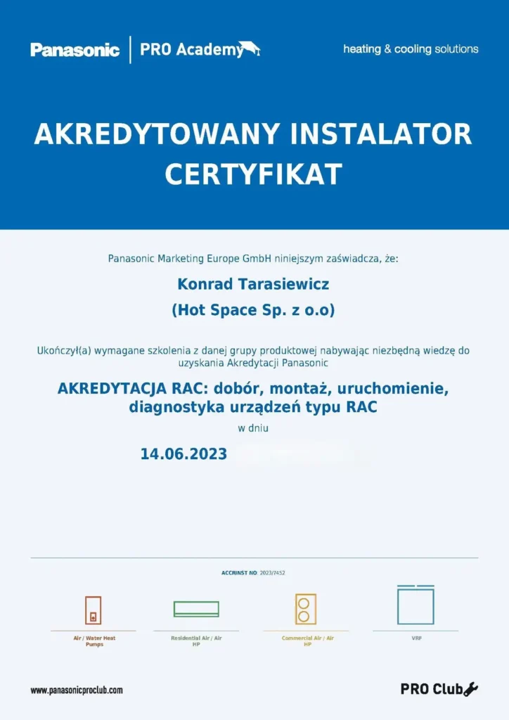 Certyfikat autoryzacja Panasonic