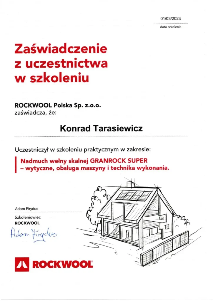 Certyfikat autoryzacja Rockwool