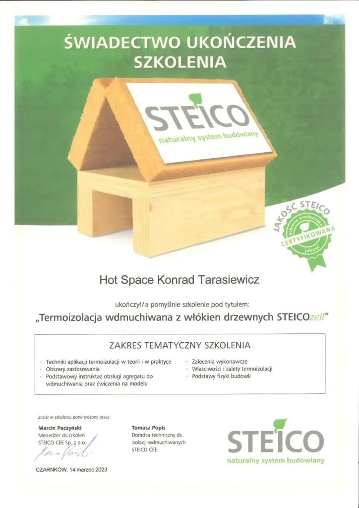 Certyfikat autoryzacja Steico