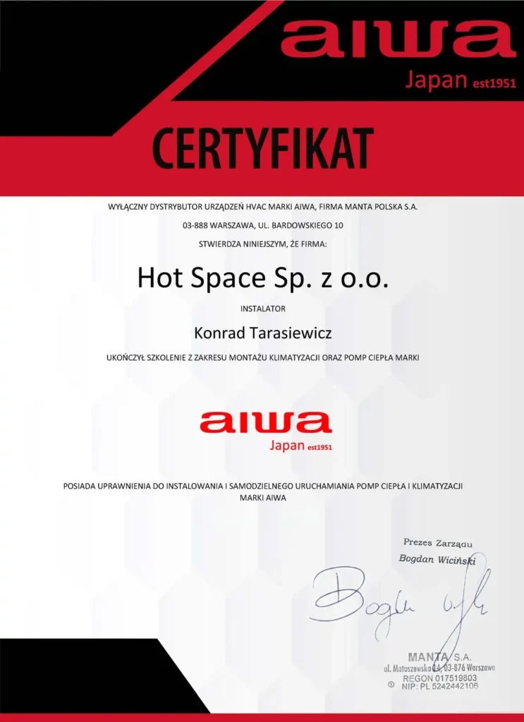 Certyfikat autoryzacja Aiwa